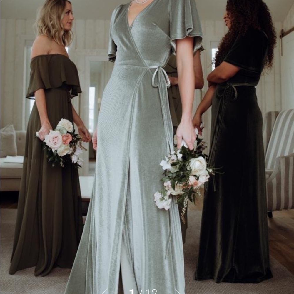Meghan velvet wrap dress sage